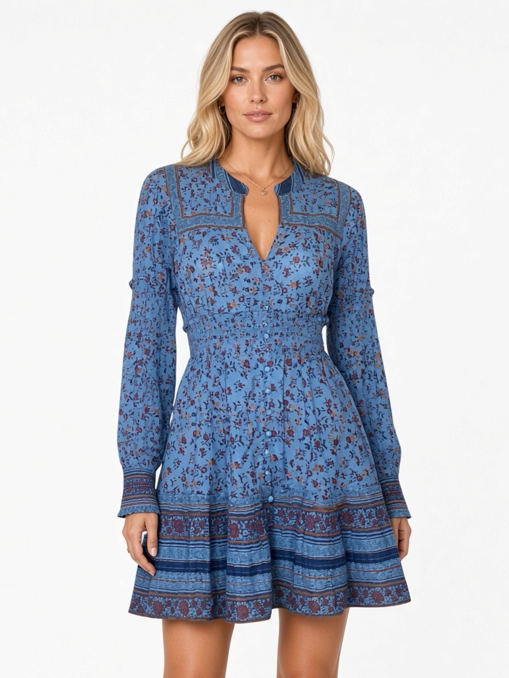 Cleobella Delilah mini dress in a blue lapis floral print Size S